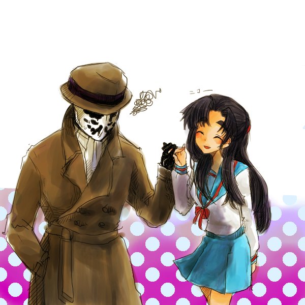 asakura ryoko and rorschach (suzumiya haruhi no yuuutsu and 2 more) drawn by hase_fuuko