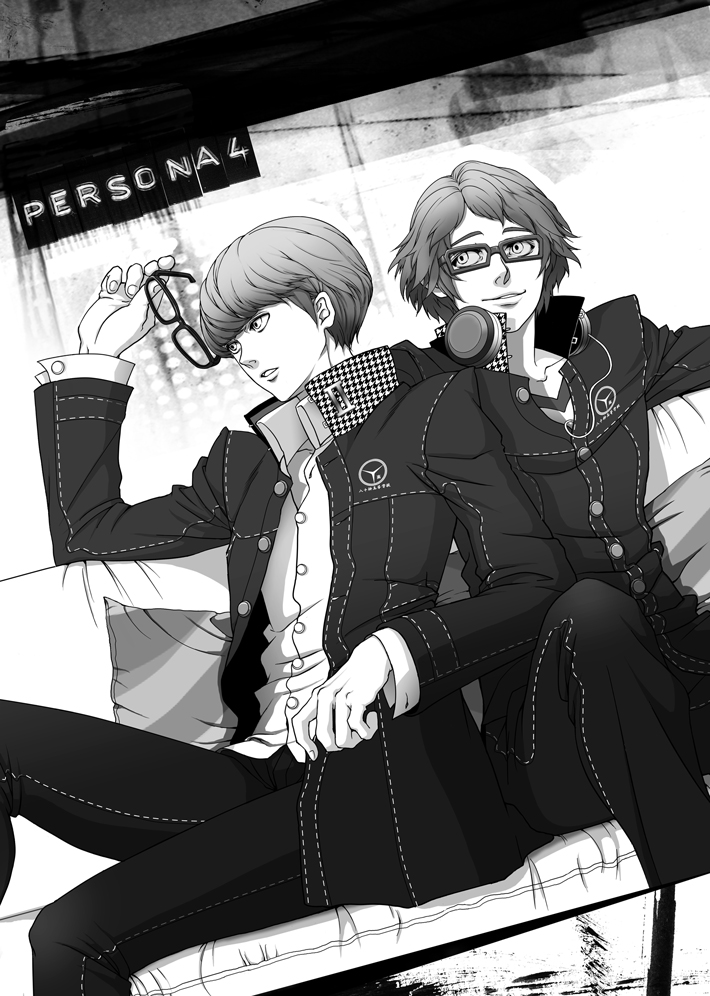 narukami yu and hanamura yousuke (persona and 1 more) drawn by acoya_(zerocombo)