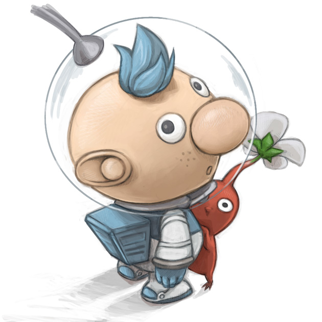 red pikmin and alph (pikmin) drawn by naru_(wish_field)