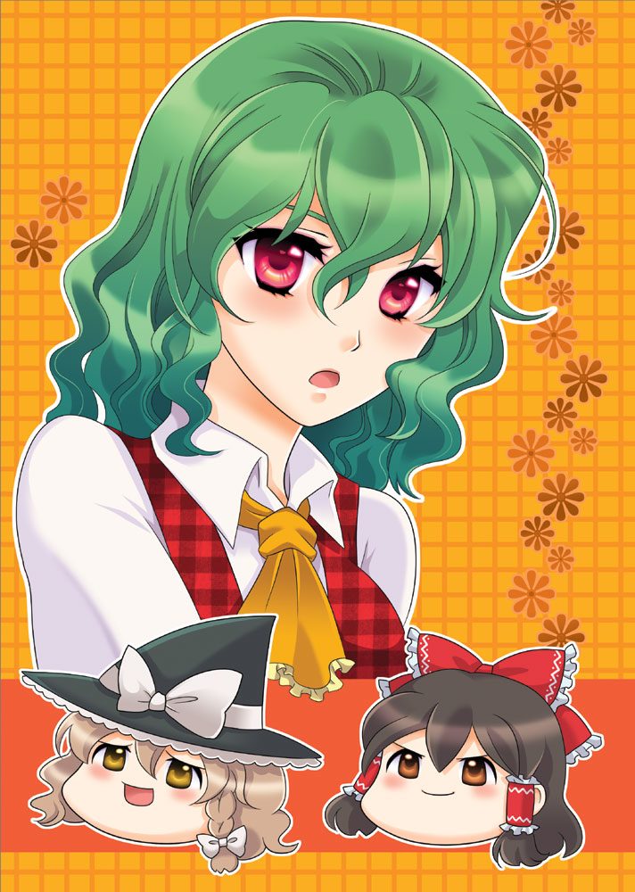 hakurei reimu, kirisame marisa, and kazami yuuka (touhou) drawn by jaack