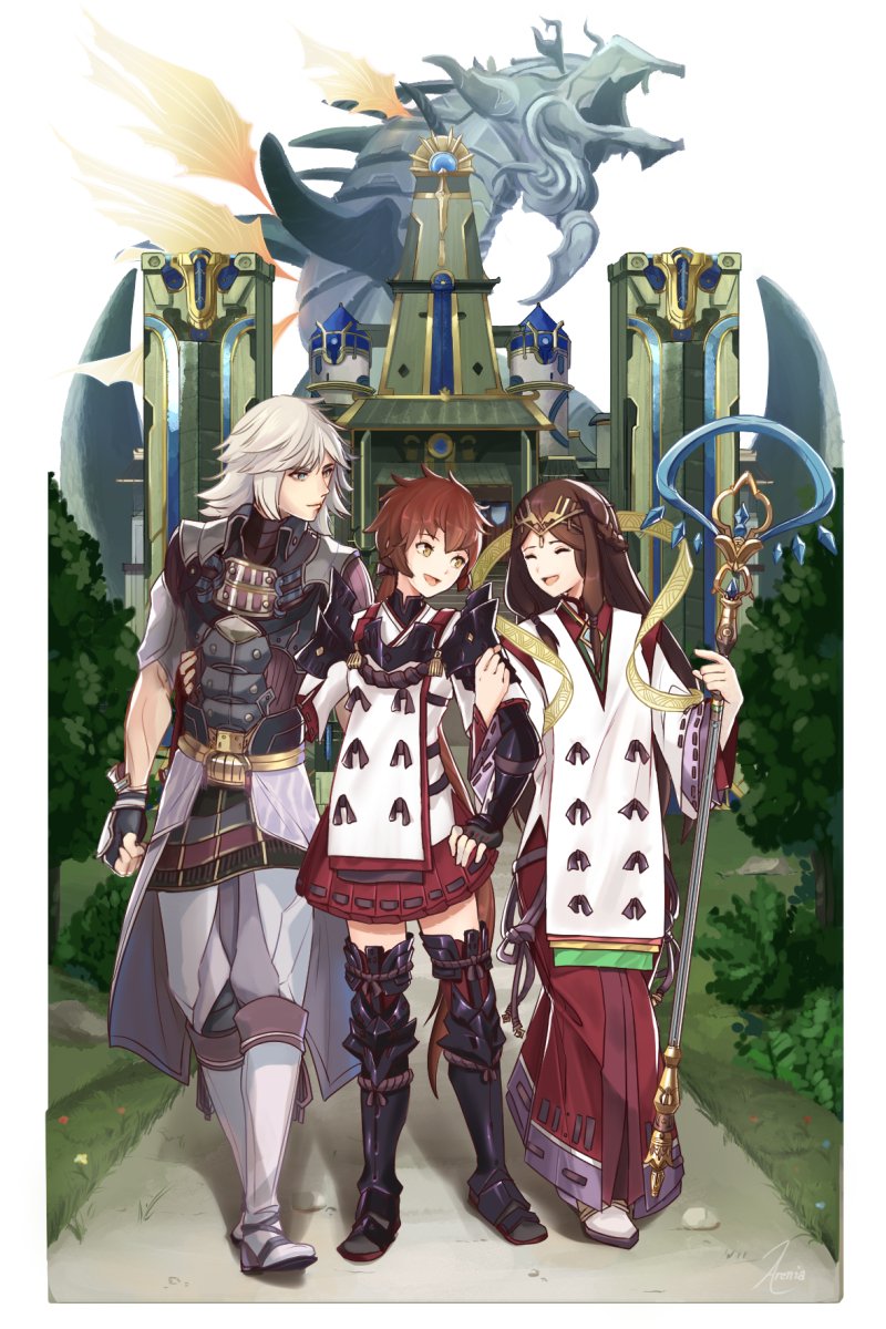 lora, jin, and fan la norne (xenoblade chronicles and 2 more) drawn by elena_suarez