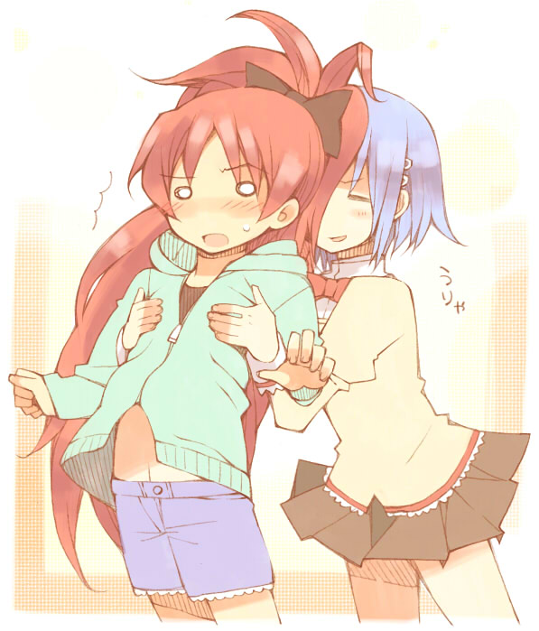 miki sayaka and sakura kyoko (mahou shoujo madoka magica) drawn by kutsuwada_on