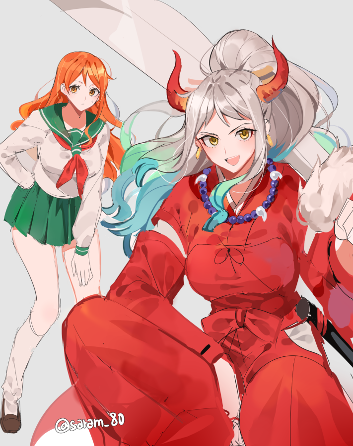 nami, yamato, inuyasha, and higurashi kagome (one piece and 1 more) drawn by joman