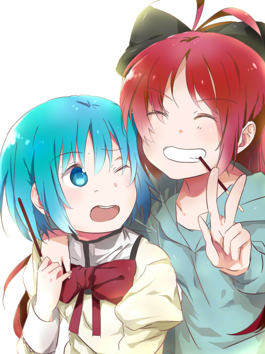 miki sayaka and sakura kyoko (mahou shoujo madoka magica) drawn by papiko_(sogebusaretai)