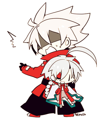 ragna the bloodedge and nu-13 (blazblue) drawn by kuro_yuzu