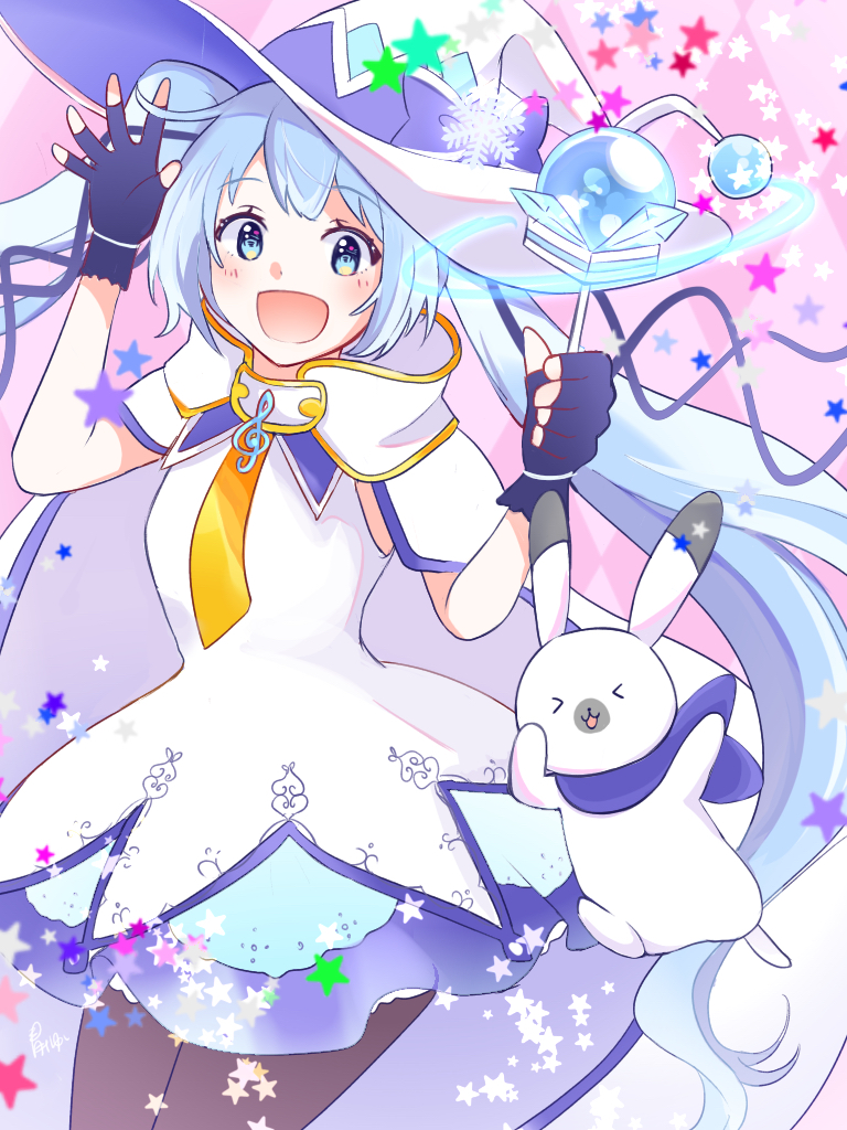 hatsune miku, yuki miku, and rabbit yukine (vocaloid and 1 more) drawn by aoiyui