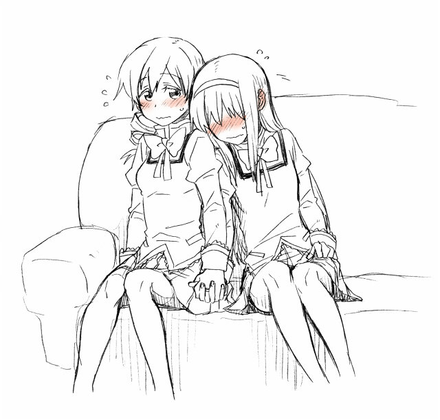 akemi homura and tomoe mami (mahou shoujo madoka magica) drawn by torinone
