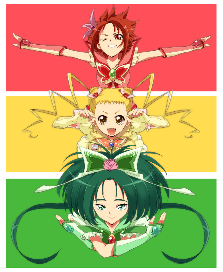 kasugano urara, akimoto komachi, natsuki rin, cure lemonade, cure mint, and 1 more (precure and 3 more) drawn by maro_nie