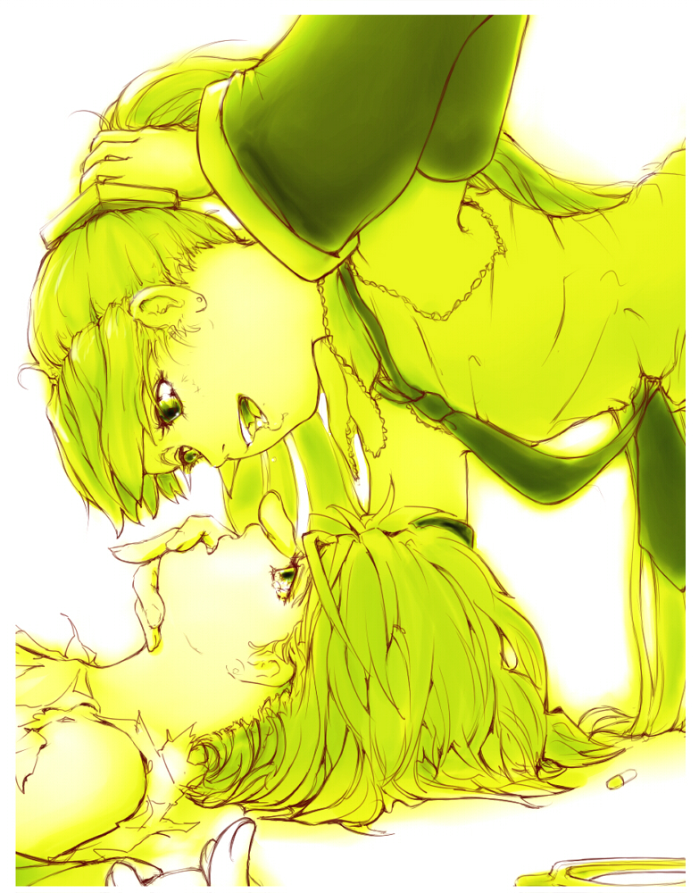 hatsune miku and kagamine rin (vocaloid) drawn by konpasu