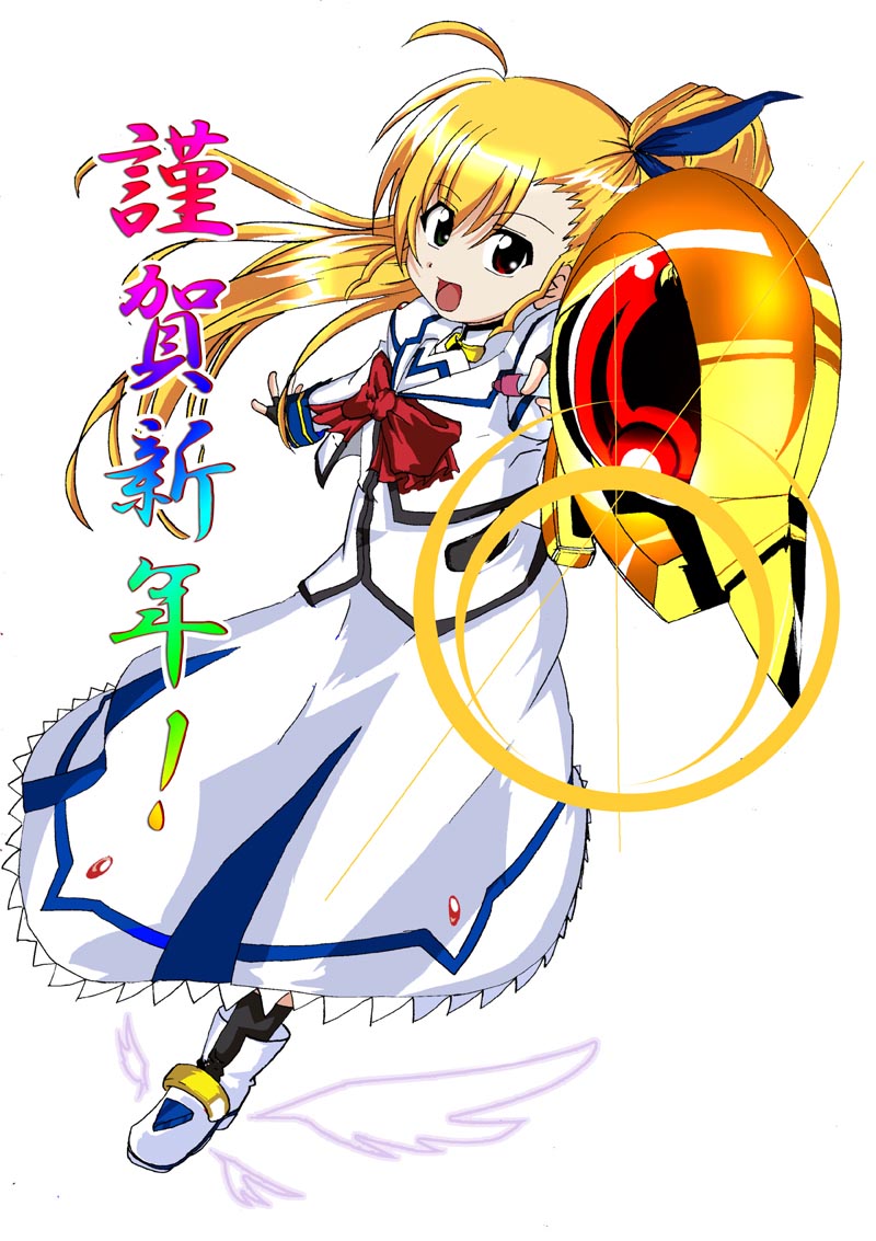 takamachi nanoha, raising heart, and vivio (lyrical nanoha and 1 more) drawn by ryuu-tan_(miuron)