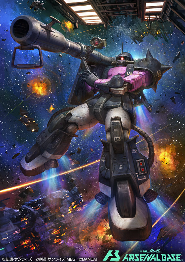 zaku ii and zaku ii hmt black tri-stars custom (gundam and 2 more) drawn by k-takano