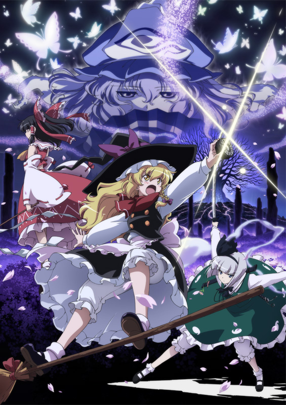 hakurei reimu, kirisame marisa, konpaku youmu, saigyouji yuyuko, and saigyou ayakashi (touhou and 2 more) drawn by lunamoon