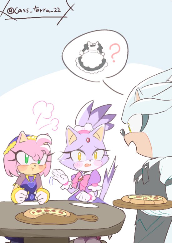 amy rose, blaze the cat, and silver the hedgehog (sonic and 2 more) drawn by cass_terra_22