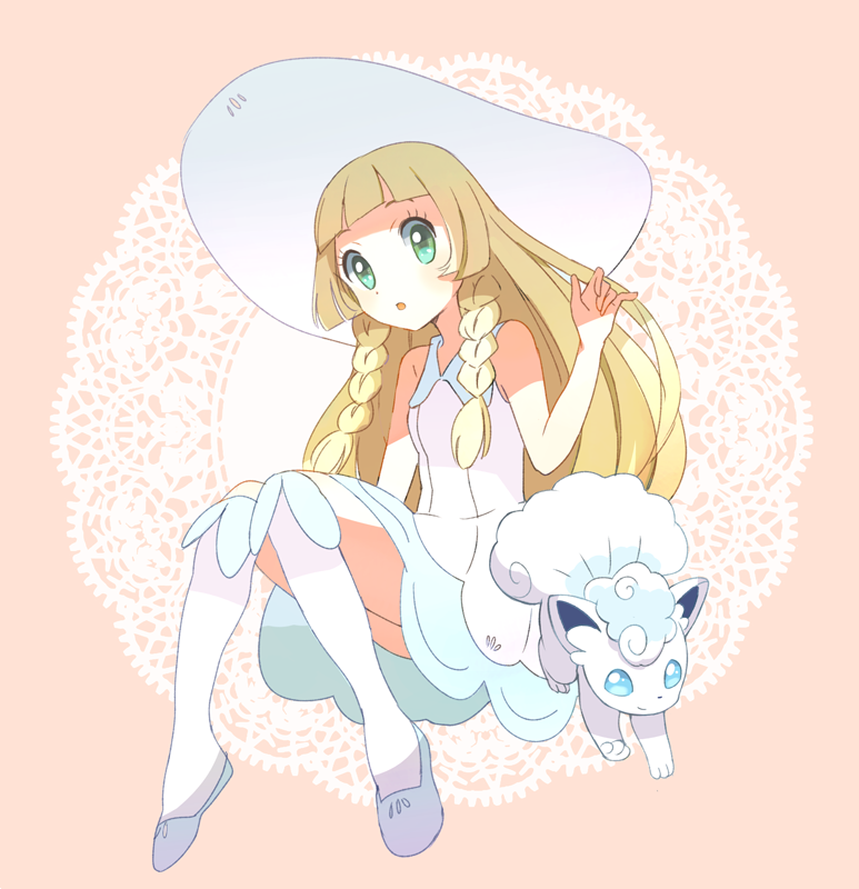 lillie and alolan vulpix (pokemon and 1 more) drawn by popcorn_91