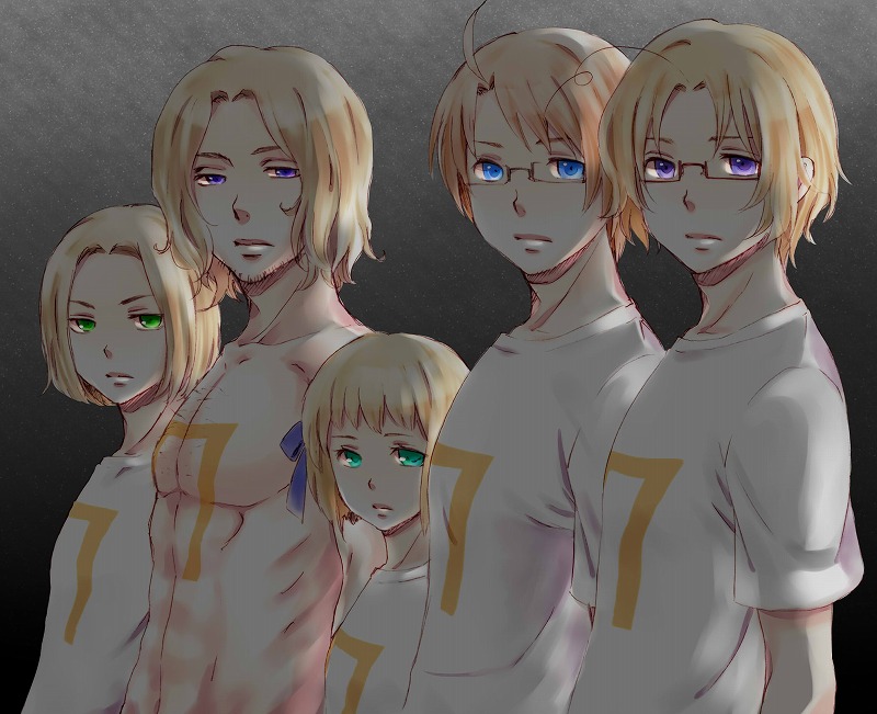 america, france, canada, liechtenstein, and poland (axis powers hetalia) drawn by tanoshihana
