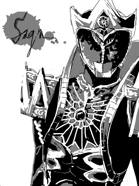 kamen rider saga (kamen rider and 1 more) drawn by kitta_(estrella)