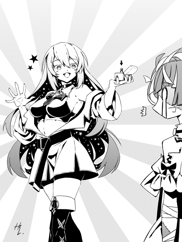 kureiji ollie and moona hoshinova (hololive and 1 more) drawn by taka_t