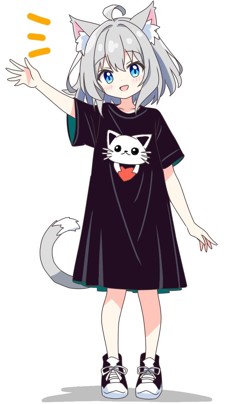 grey-haired cat girl (original) drawn by kotatsu-mazoku