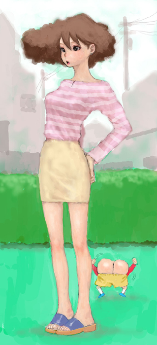 nohara shinnosuke and nohara misae (crayon shin-chan) drawn by ponsuke_(pon00000)
