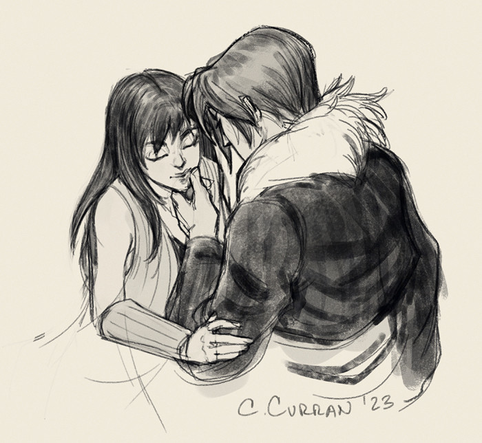 squall leonhart and rinoa heartilly (final fantasy and 1 more) drawn by collette_curran