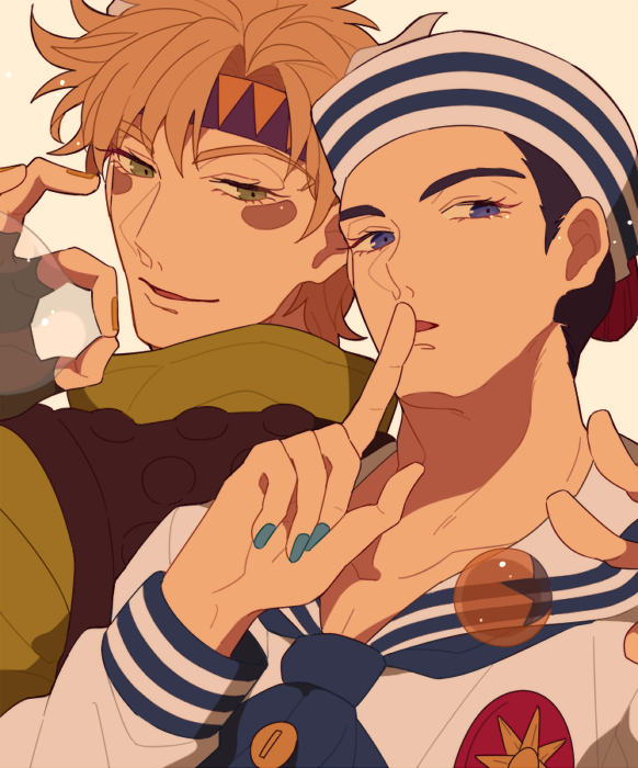 caesar anthonio zeppeli and higashikata josuke (jojo no kimyou na bouken and 1 more) drawn by ayakasama