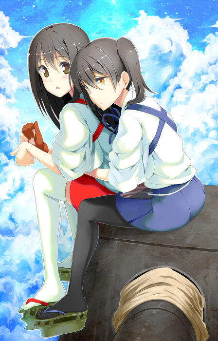 kaga and akagi (kantai collection) drawn by b-ginga