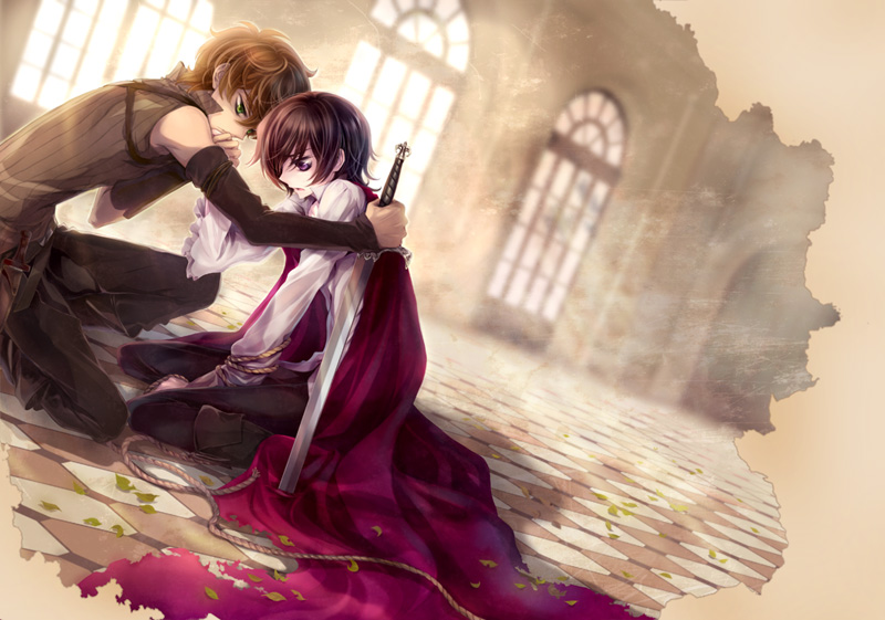 lelouch vi britannia and kururugi suzaku (code geass) drawn by fylus