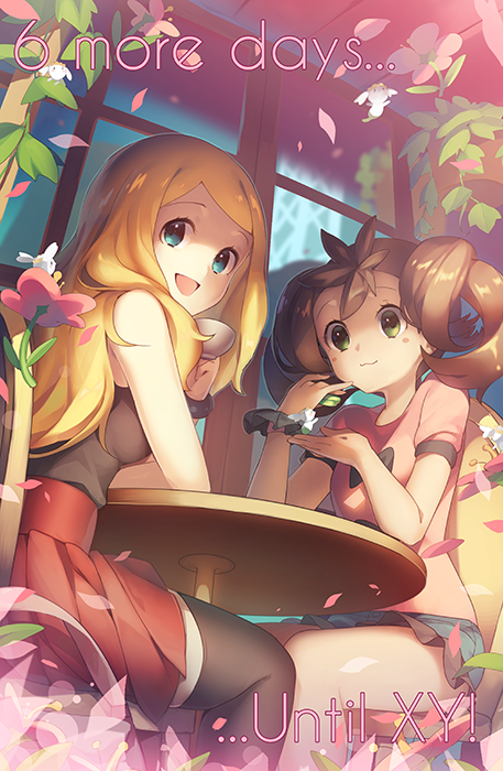 serena, shauna, and flabebe (pokemon and 1 more) drawn by weee_(raemz)
