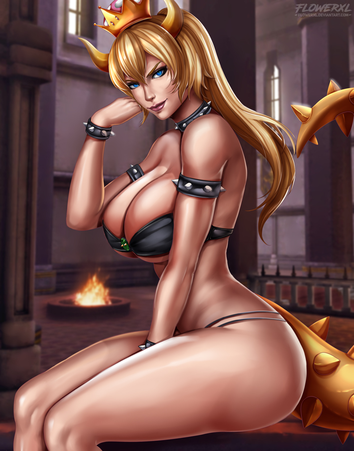bowsette (mario and 1 more) drawn by flowerxl
