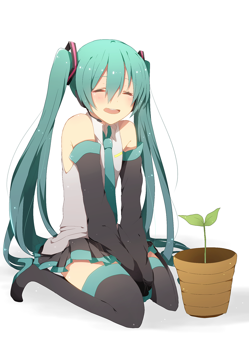 hatsune miku (vocaloid and 1 more) drawn by harusawa