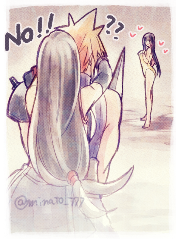 tifa lockhart, cloud strife, and pollensalta (final fantasy and 2 more) drawn by minato_(ct_777)