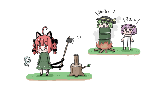komeiji koishi, komeiji satori, and kaenbyou rin (touhou) drawn by renge_(geso)