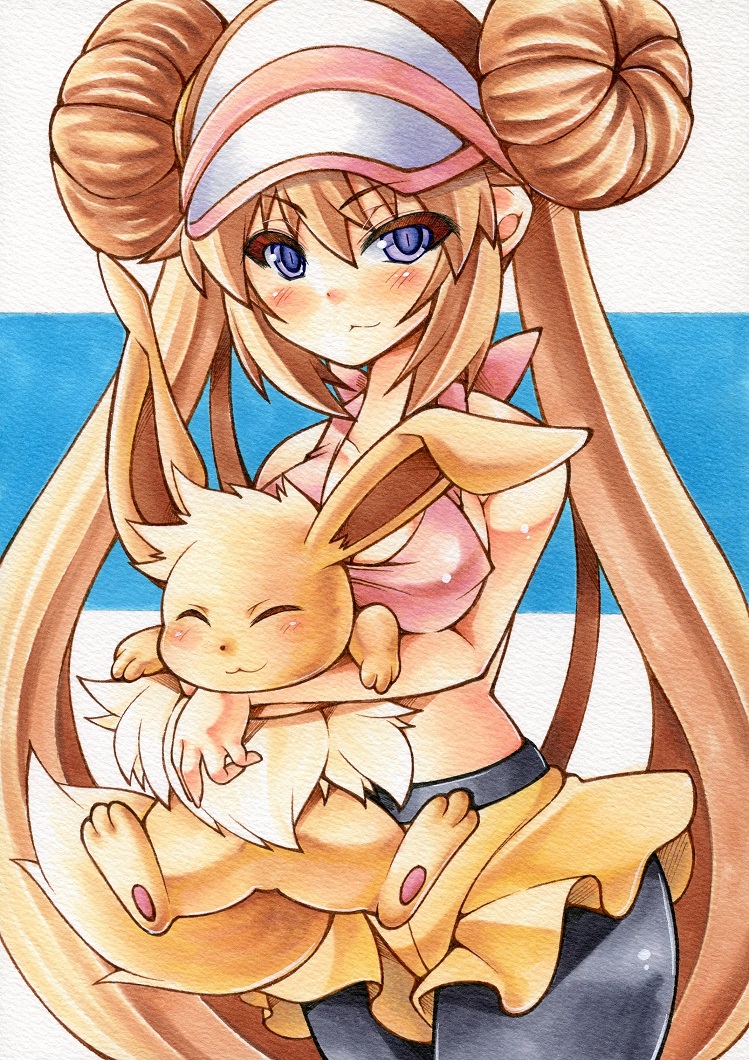 rosa and eevee (pokemon and 1 more) drawn by yutakasan-love