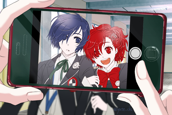 yuuki makoto and shiomi kotone (persona and 2 more) drawn by yutechi