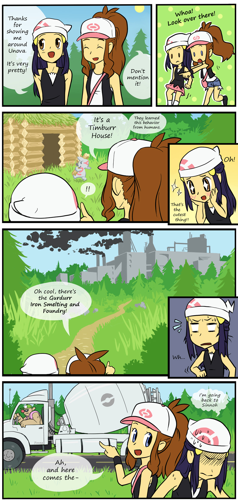 dawn, hilda, conkeldurr, and timburr (pokemon and 1 more) drawn by pimmy