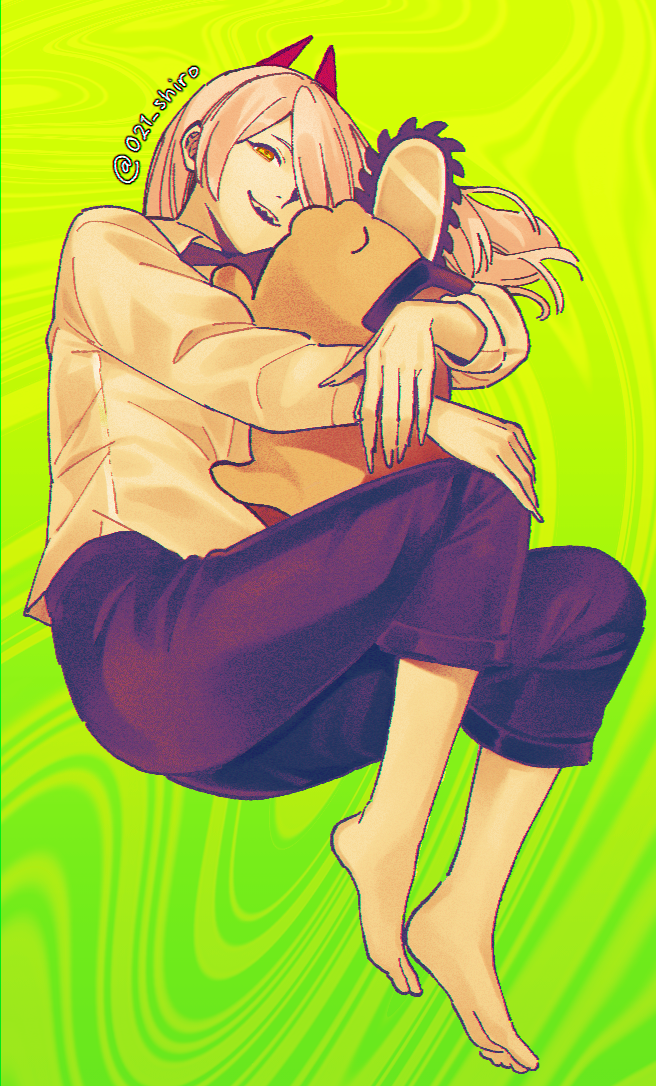 power and pochita (chainsaw man) drawn by 021_shiro