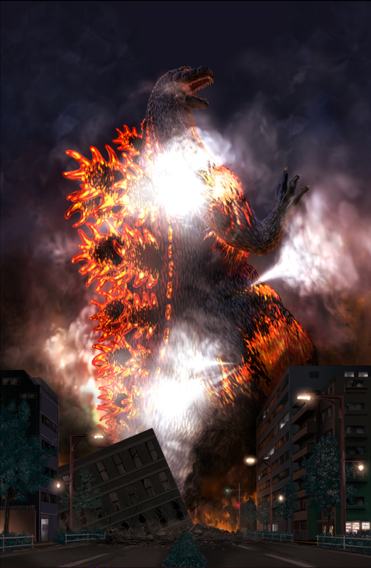 godzilla and burning godzilla (godzilla and 1 more) drawn by hisshamaru