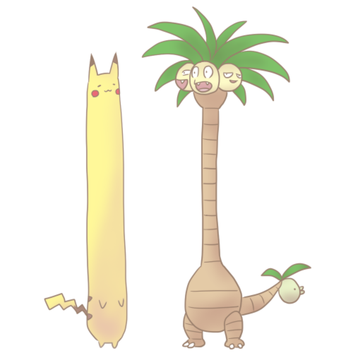 pikachu and alolan exeggutor (pokemon) drawn by lo-m-8-l6