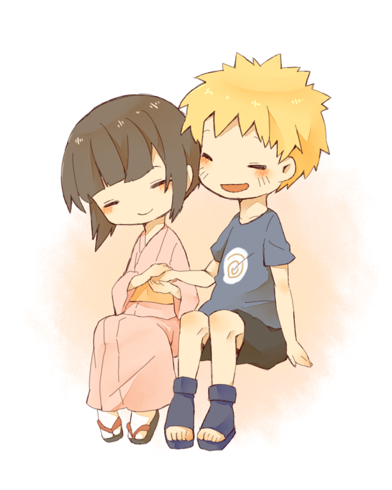 uzumaki naruto and hyuuga hinata (naruto) drawn by shunrai