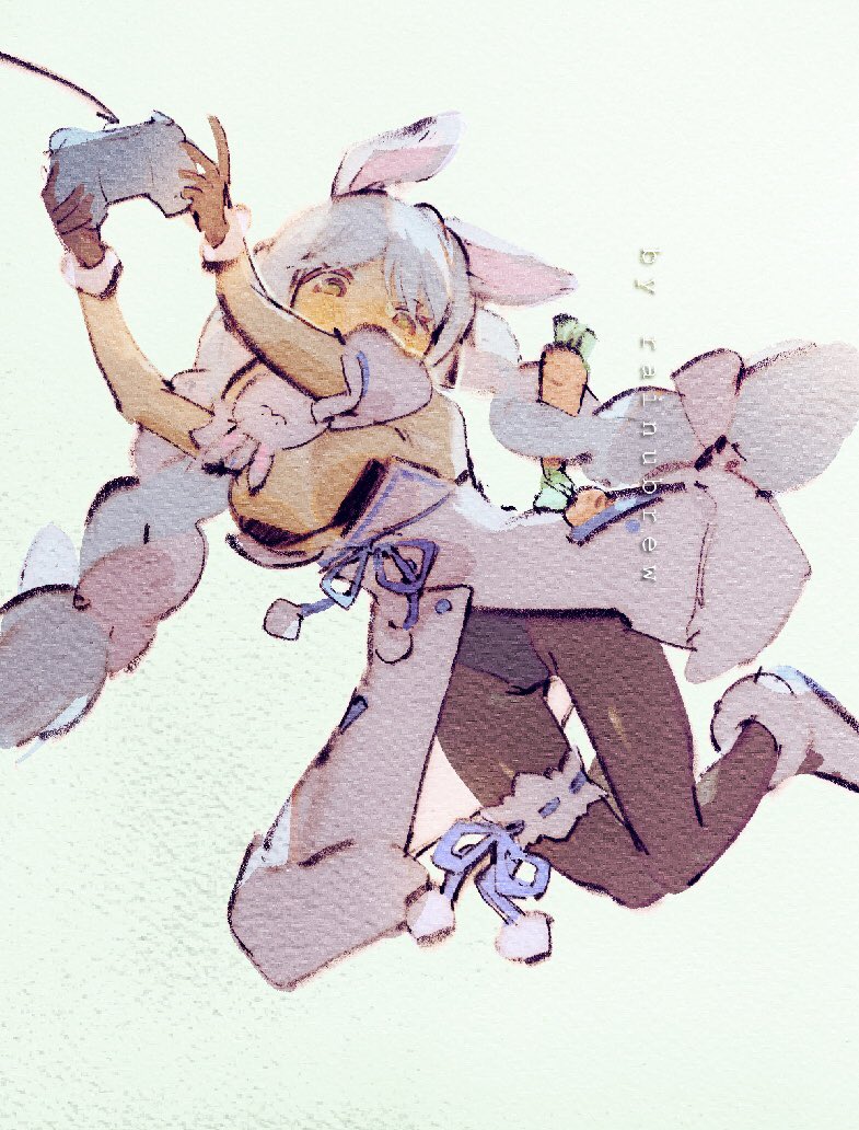 usada pekora and don-chan (hololive) drawn by rainubrew