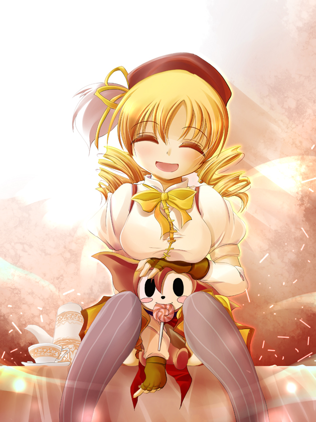 tomoe mami and charlotte (mahou shoujo madoka magica) drawn by romaruchi