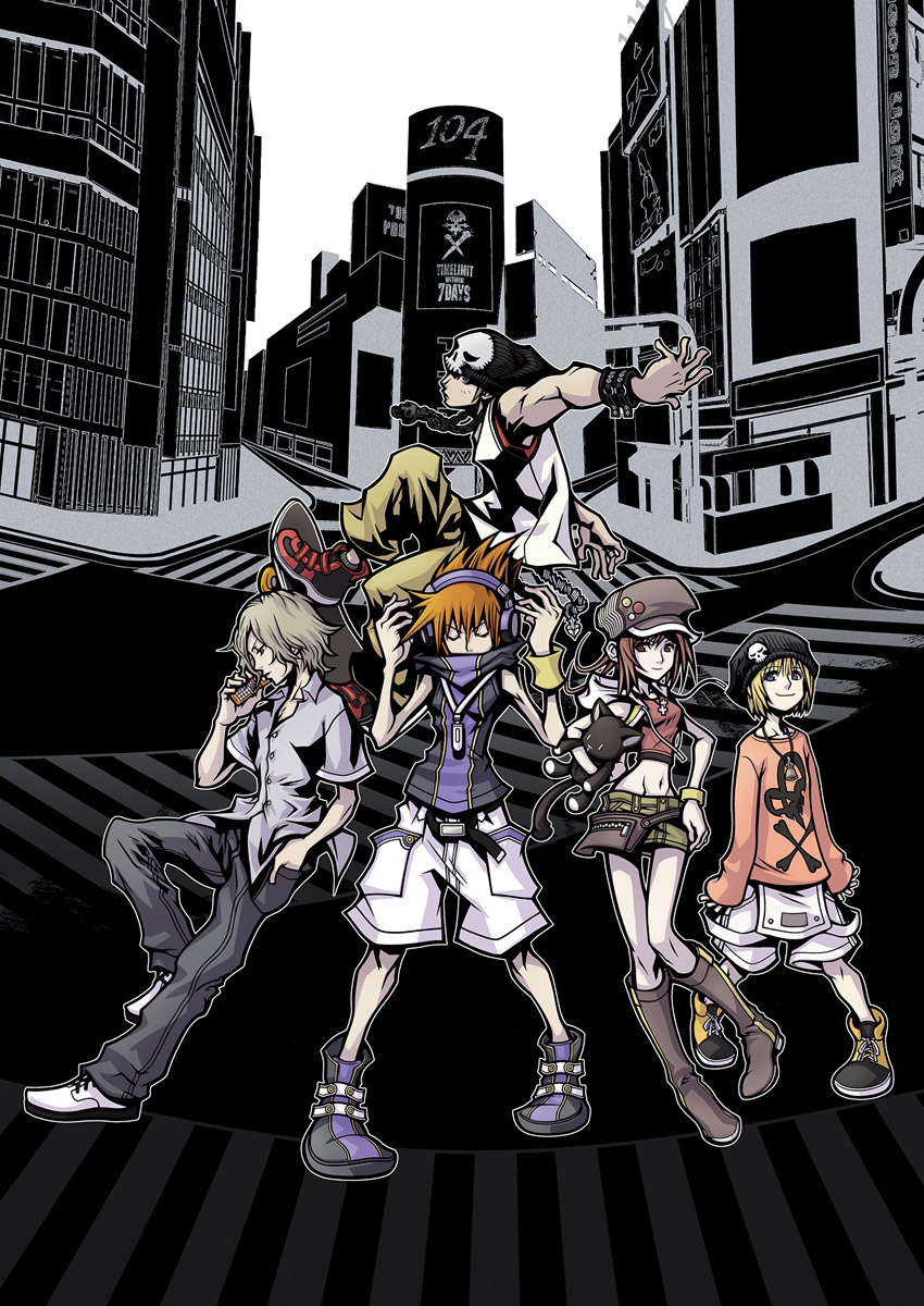 sakuraba neku, misaki shiki, nyantan, bito daisukenojo, kiryu yoshiya, and 1 more (subarashiki kono sekai) drawn by kobayashi_gen and nomura_tetsuya