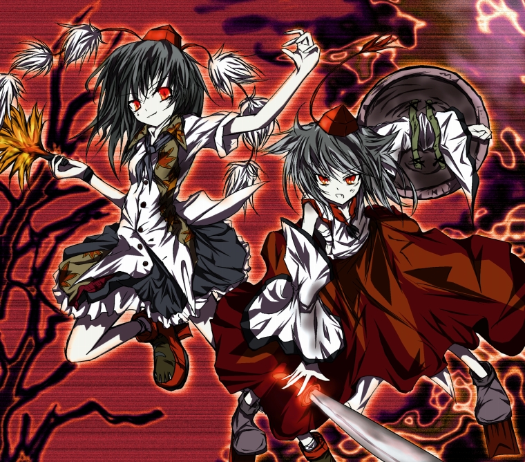 shameimaru aya and inubashiri momiji (touhou) drawn by loxodon