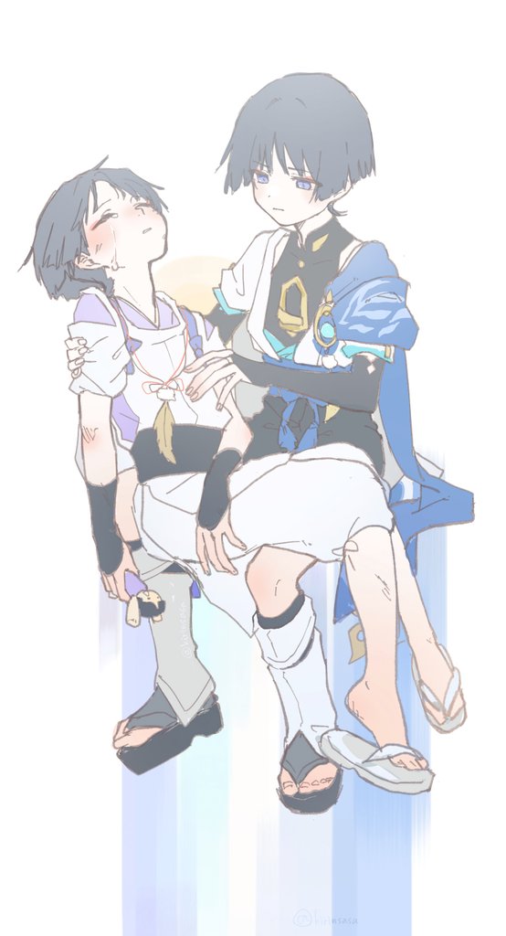 scaramouche and wanderer (genshin impact) drawn by sasa_kirin