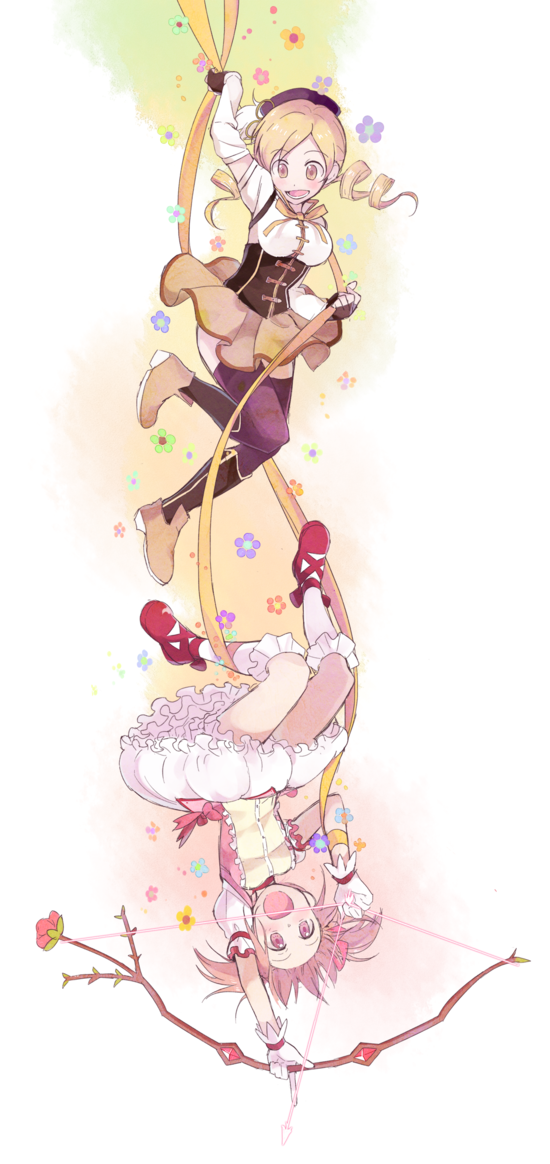 kaname madoka and tomoe mami (mahou shoujo madoka magica) drawn by dddoochi1
