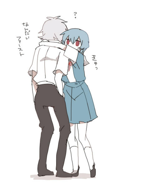 ayanami rei and nagisa kaworu (neon genesis evangelion) drawn by anno_aano