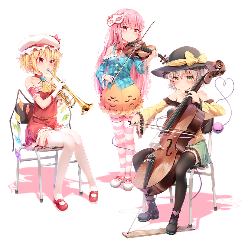 flandre scarlet, komeiji koishi, and hata no kokoro (touhou) drawn by chen_bin