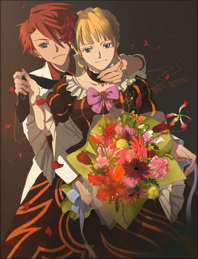 beatrice and ushiromiya battler (umineko no naku koro ni) drawn by hozumi_akira