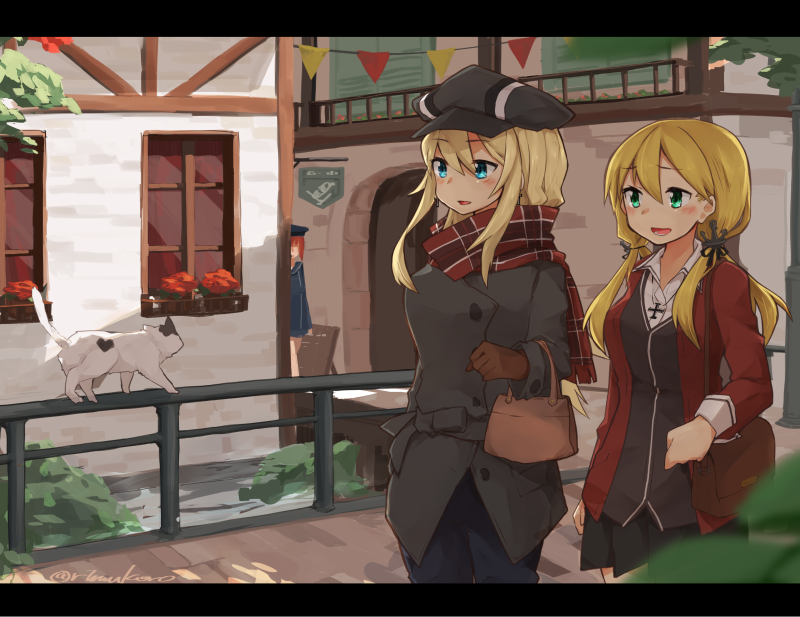 prinz eugen, bismarck, and z3 max schultz (kantai collection) drawn by rimukoro
