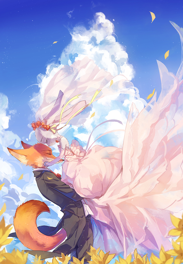 judy hopps and nick wilde (zootopia) drawn by cat_princess